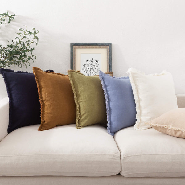 Dahlia Olive Linen Pillow Cover