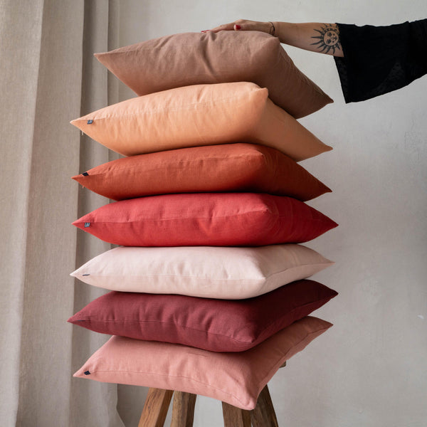 Poppy Red Linen Pillow Cover