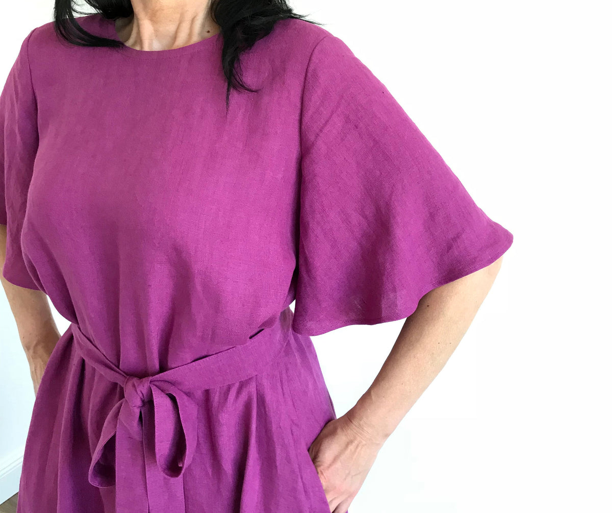 Frida Burgundy Linen Dress — view 6