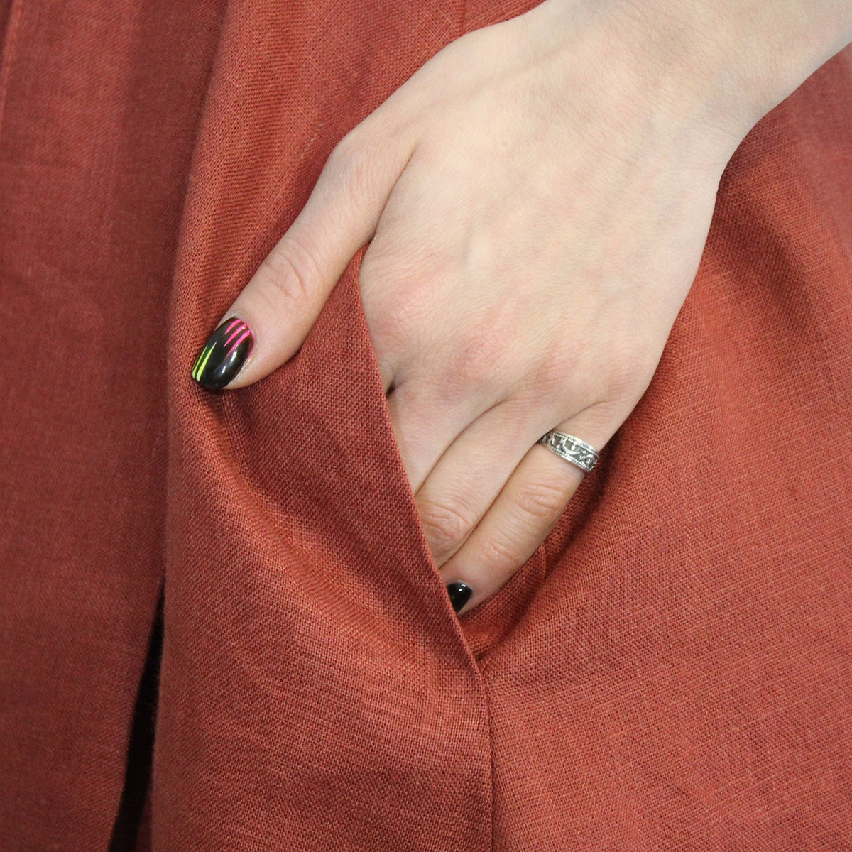 Hazel Burgundy Linen Wrap Dress — view 6