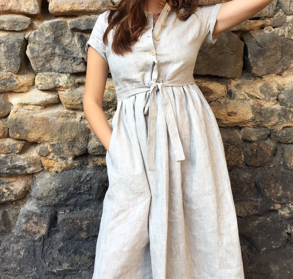 Orla Beige Linen Dress — view 3