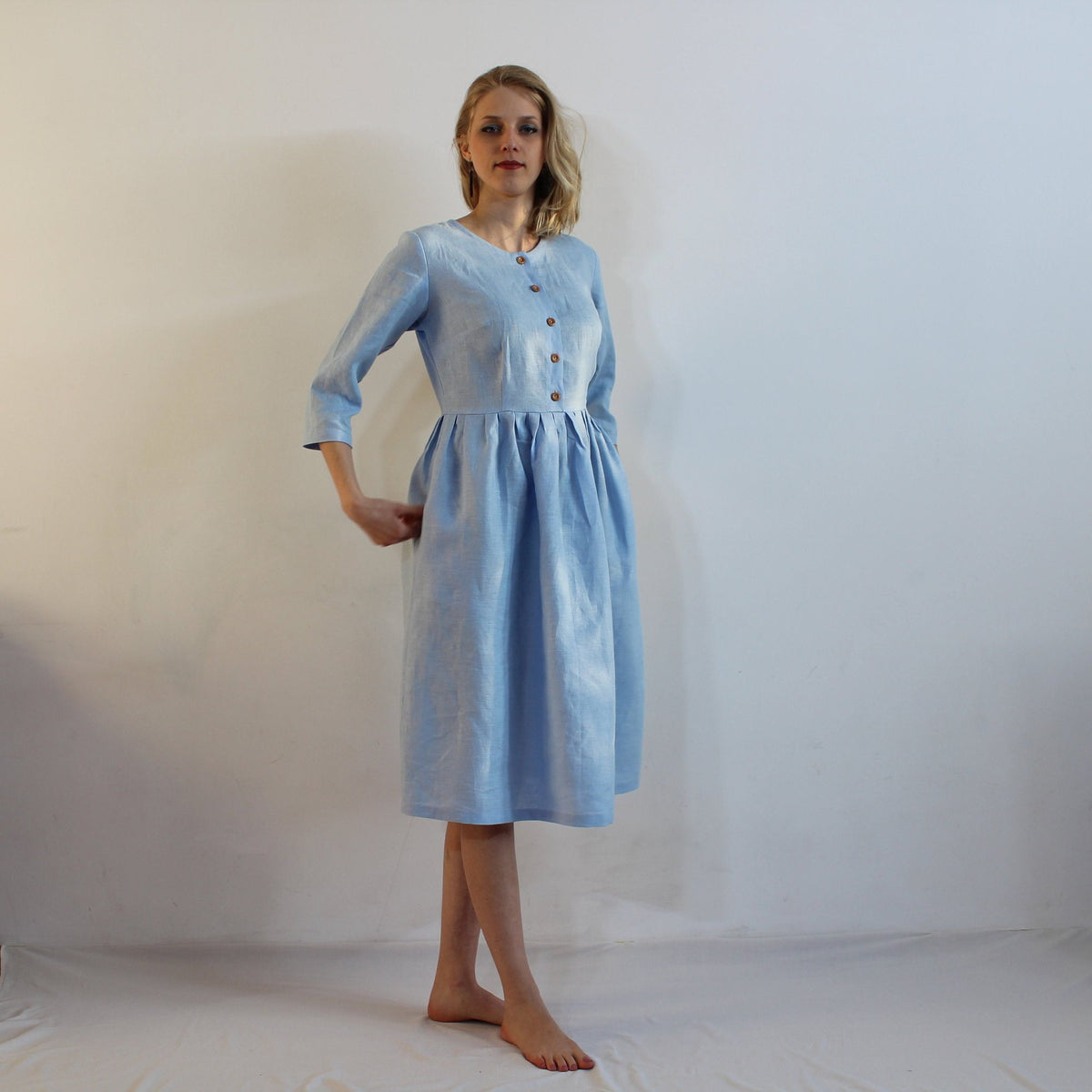 Trixie Blue Linen Dress — view 2