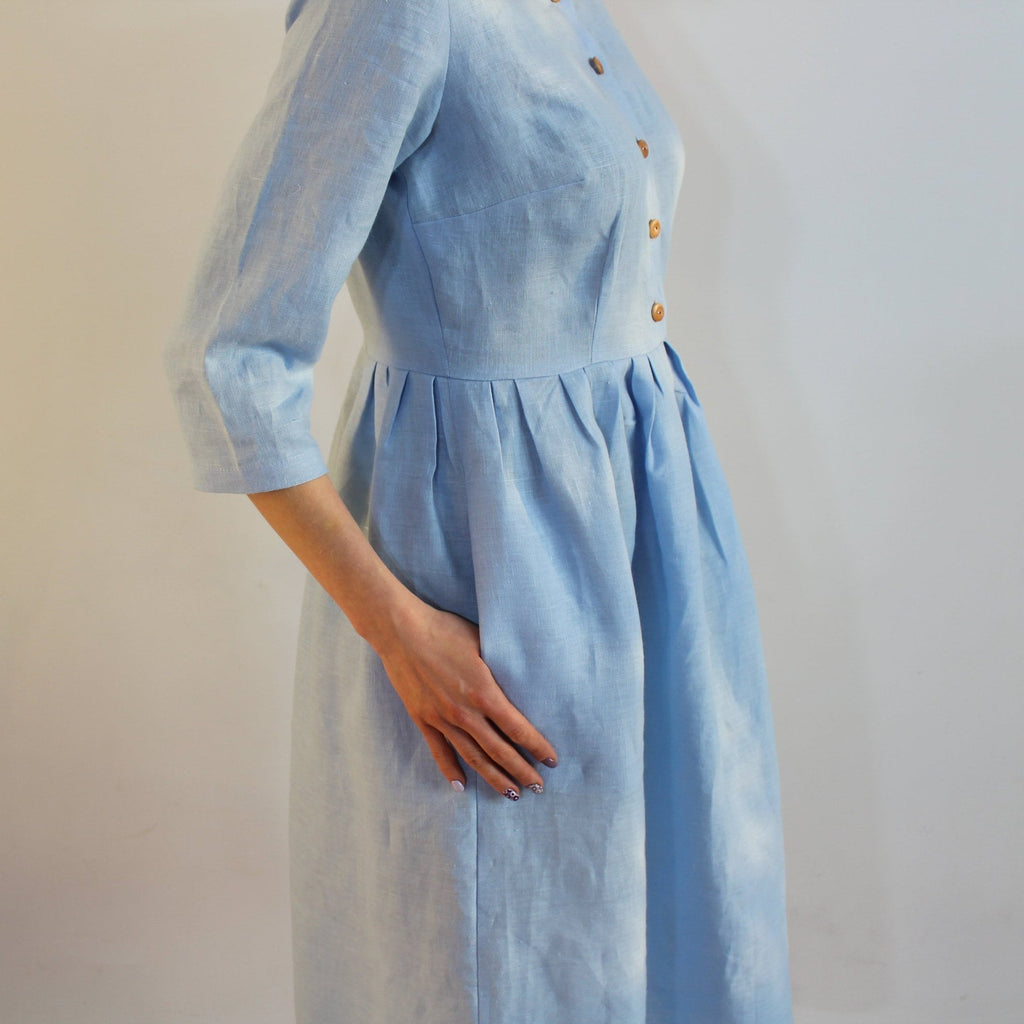 Trixie Blue Linen Dress — view 4