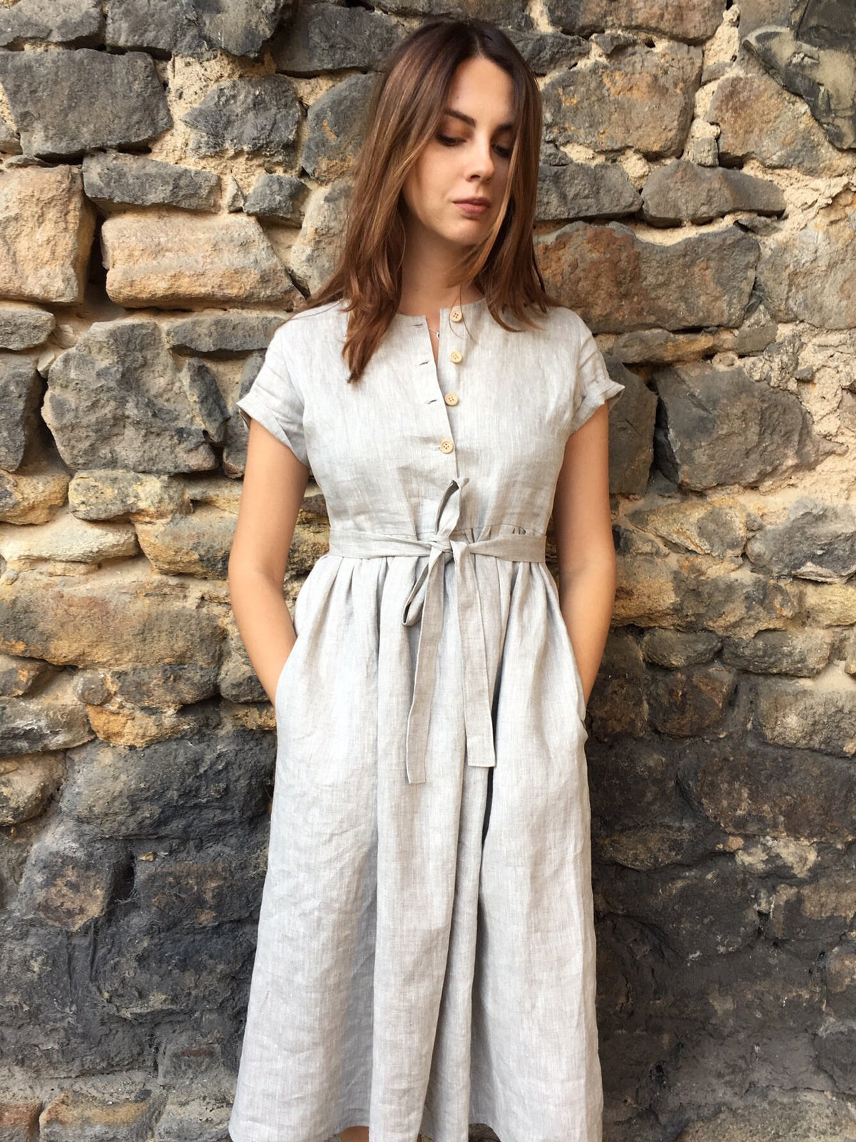 Orla Beige Linen Dress — view 4