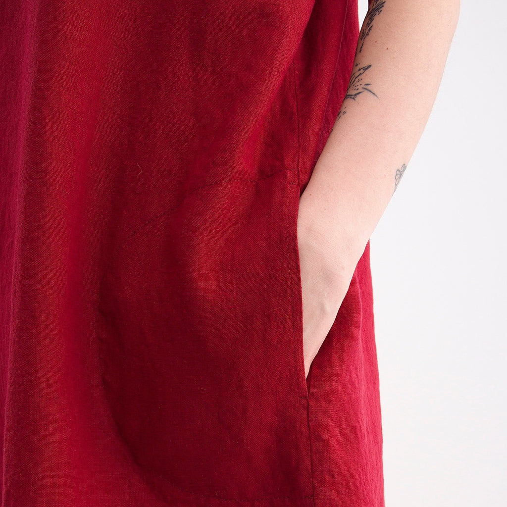 Zoe Burgundy Linen Tunic Dress — view 4