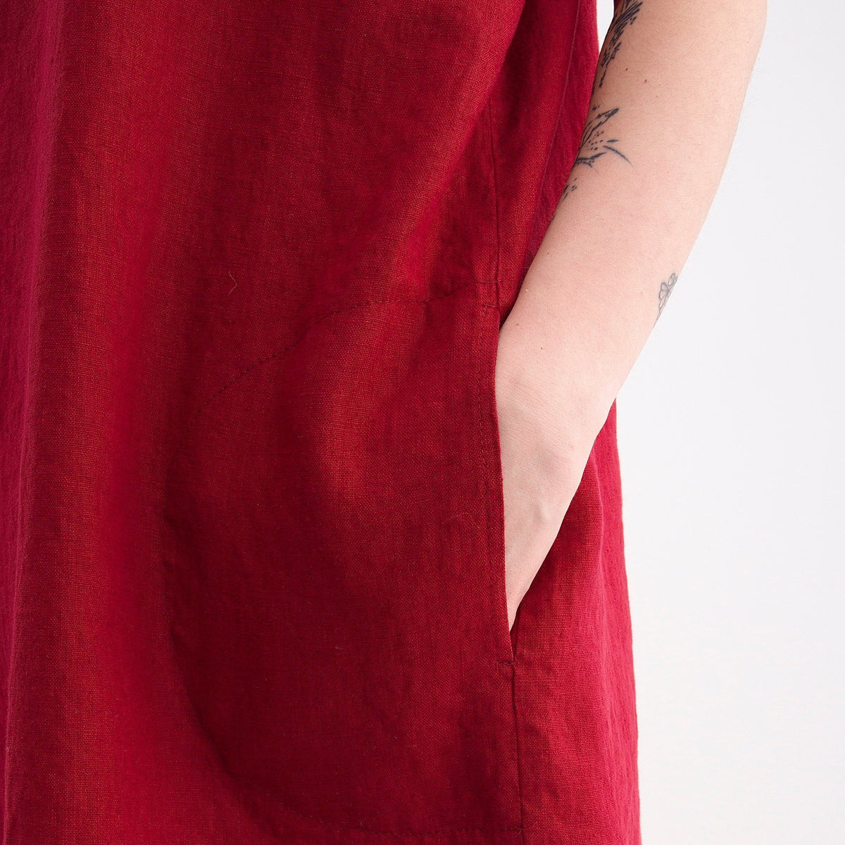 Zoe Burgundy Linen Tunic Dress — view 4