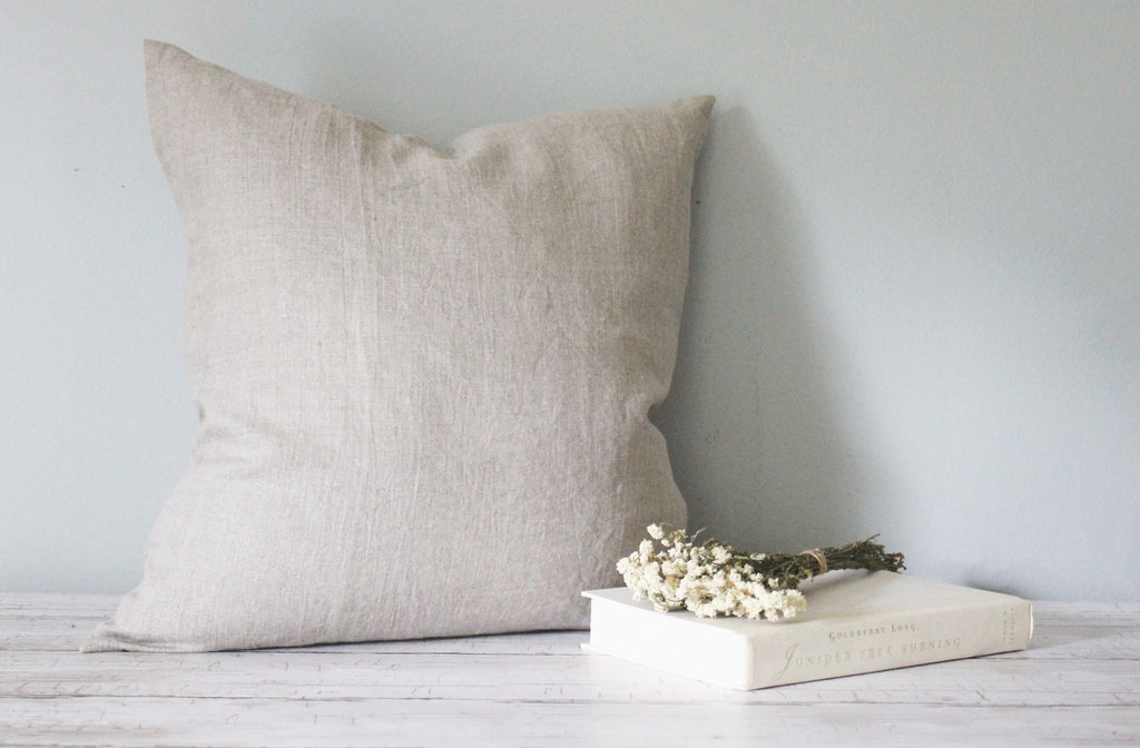 Hazel Beige Linen Pillow Cover — view 4