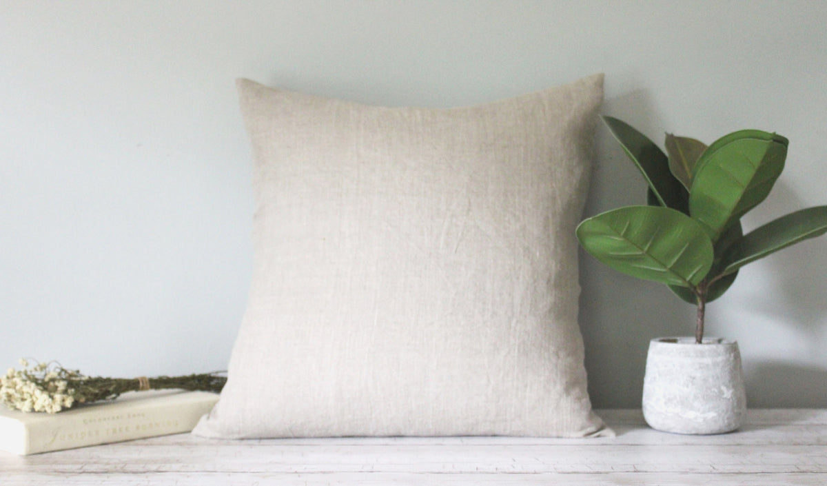 Hazel Beige Linen Pillow Cover — view 2