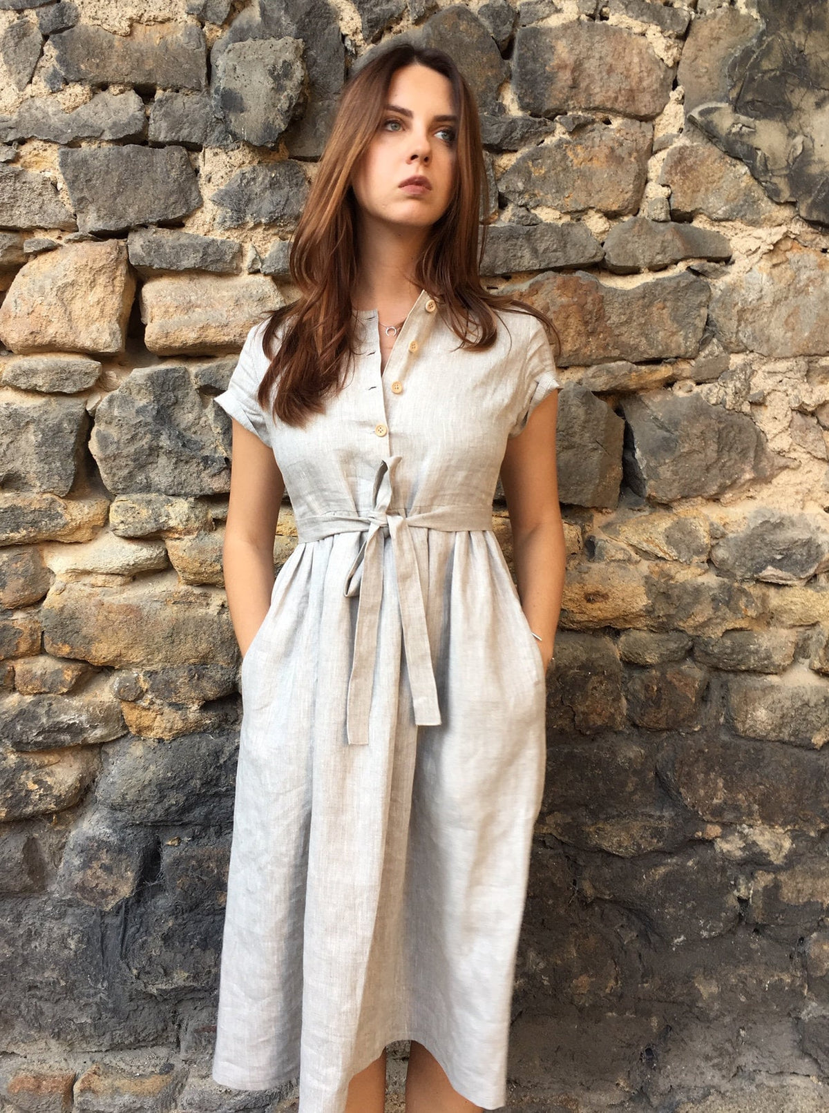 Orla Beige Linen Dress — Wakefield's