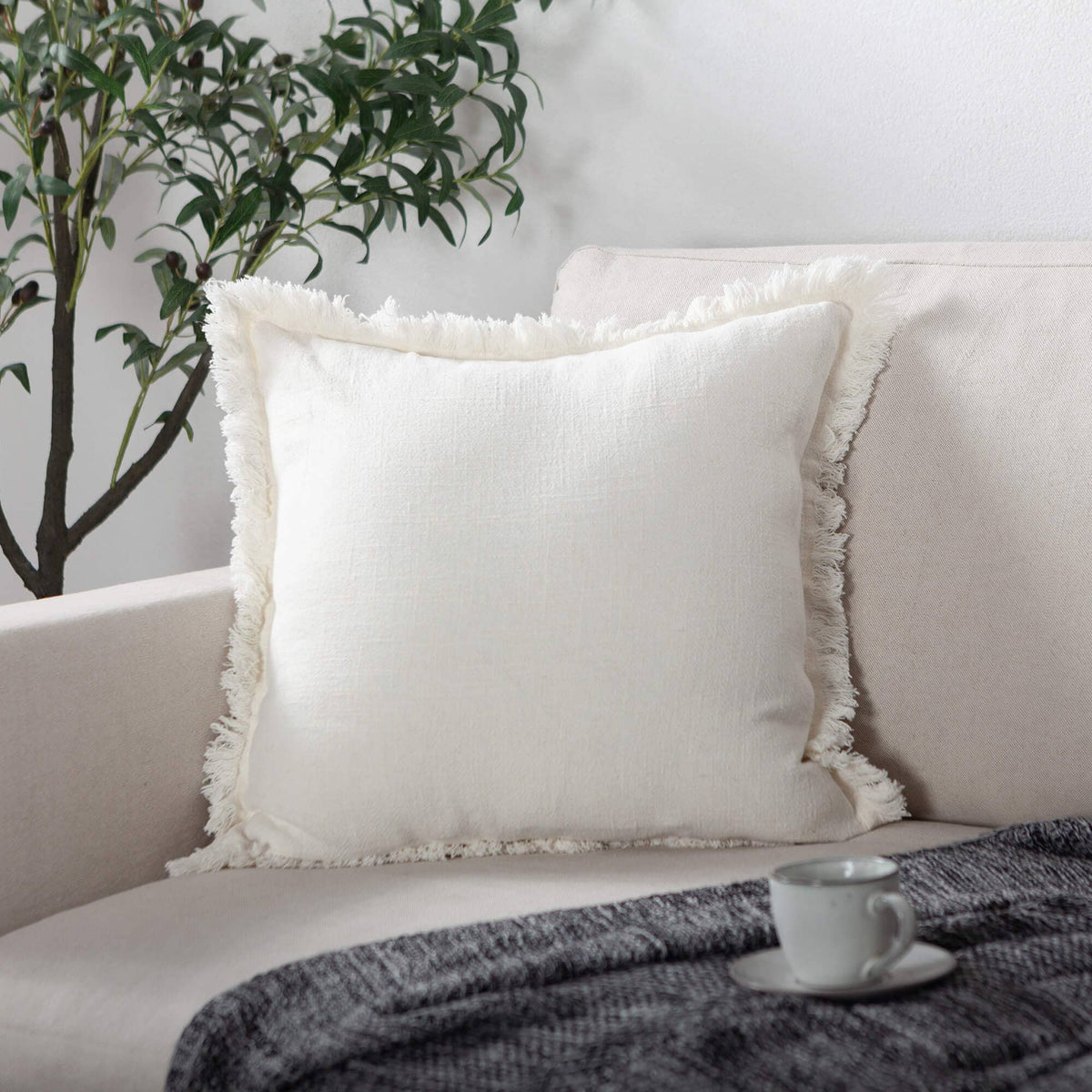 Dahlia Olive Linen Pillow Cover — view 4