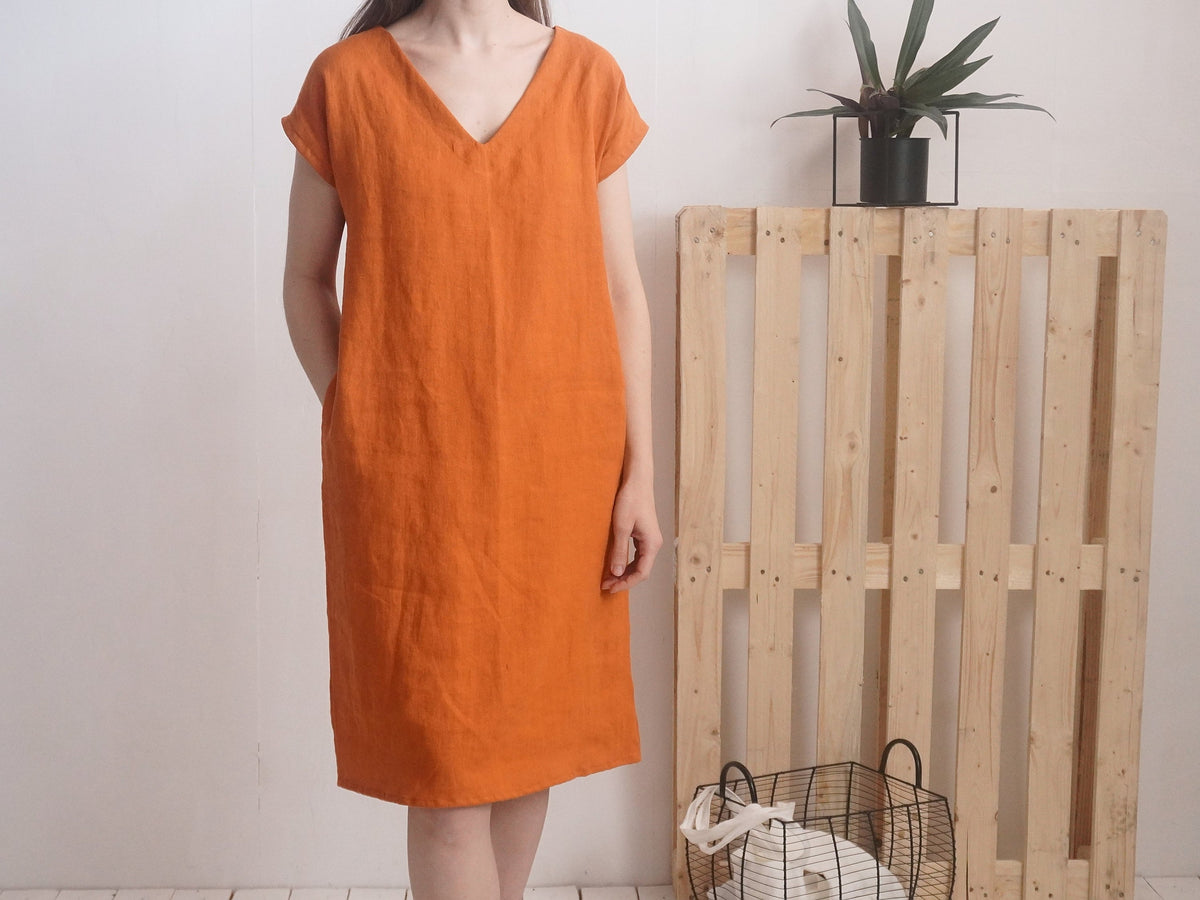 Stella Beige Linen Dress — view 4