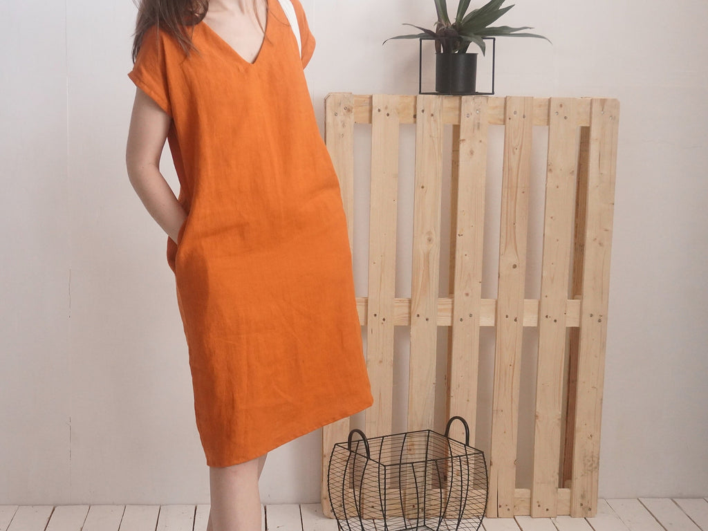 Stella Beige Linen Dress — view 3