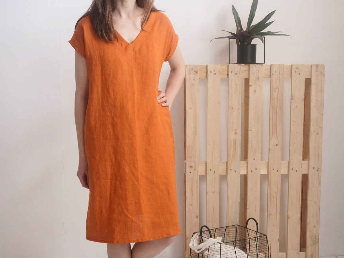 Stella Beige Linen Dress — view 2