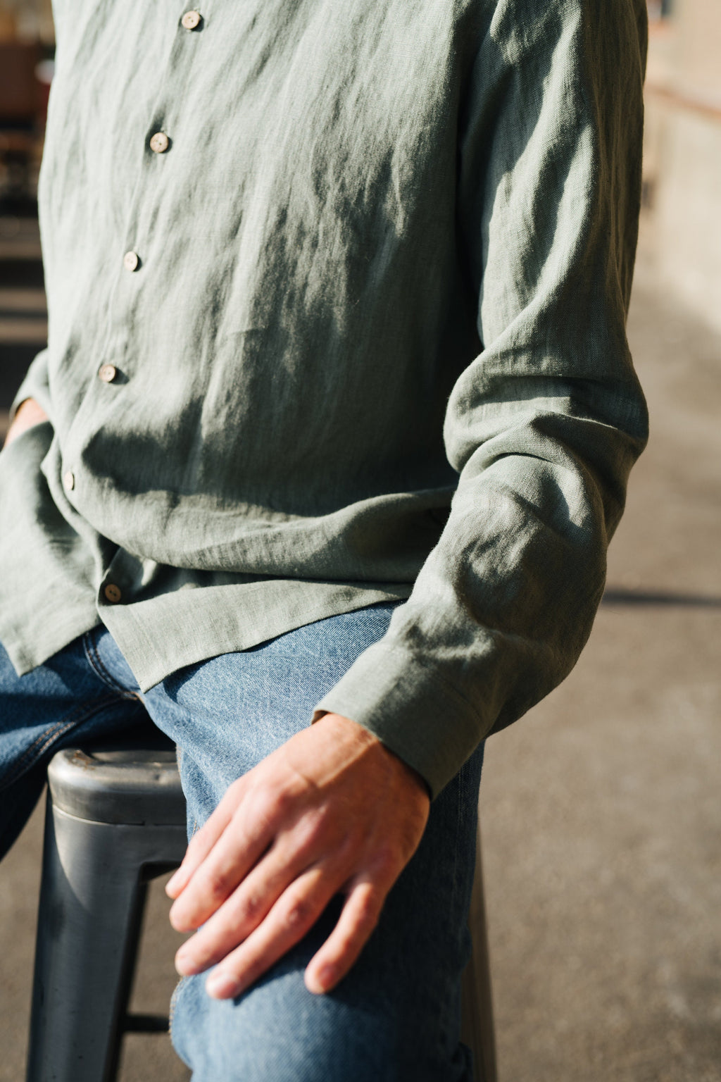 Dean Navy Linen Shirt — view 2