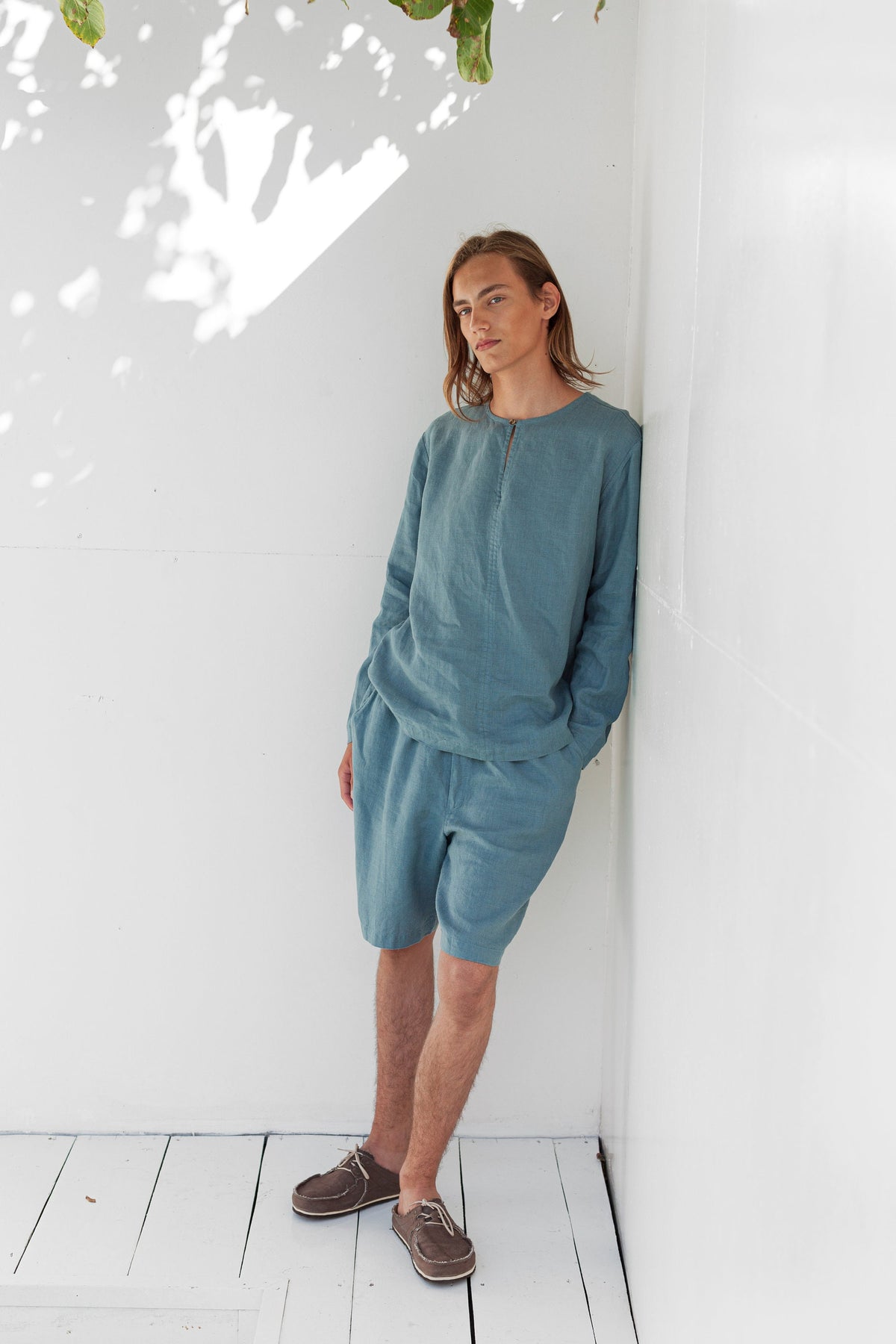 Jasper Teal Linen Shirt — view 4