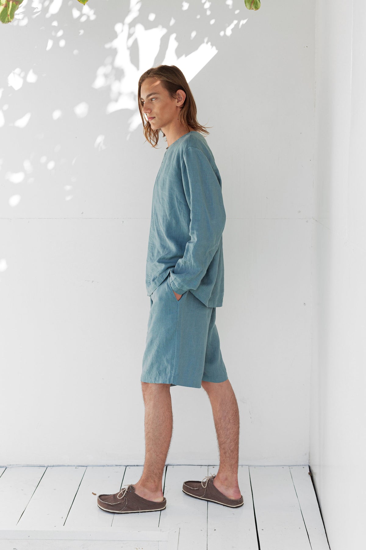 Jasper Teal Linen Shirt — view 5
