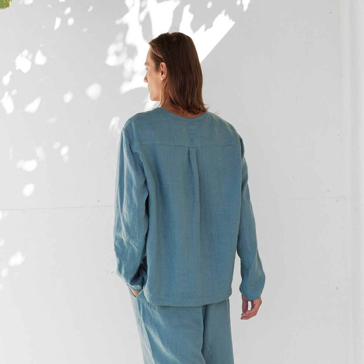 Jasper Teal Linen Shirt — view 6