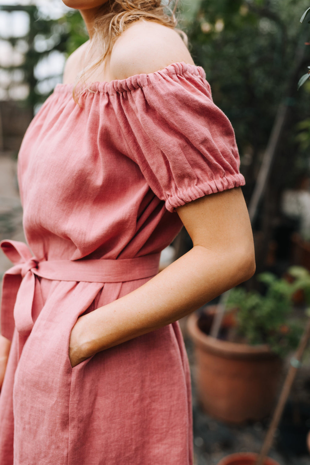 Ottilie Pink Linen Dress — view 5