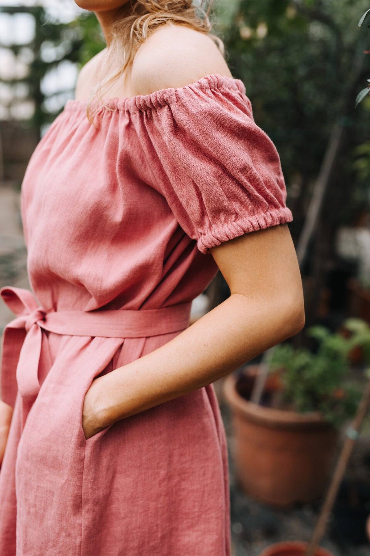 Ottilie Pink Linen Dress — view 5