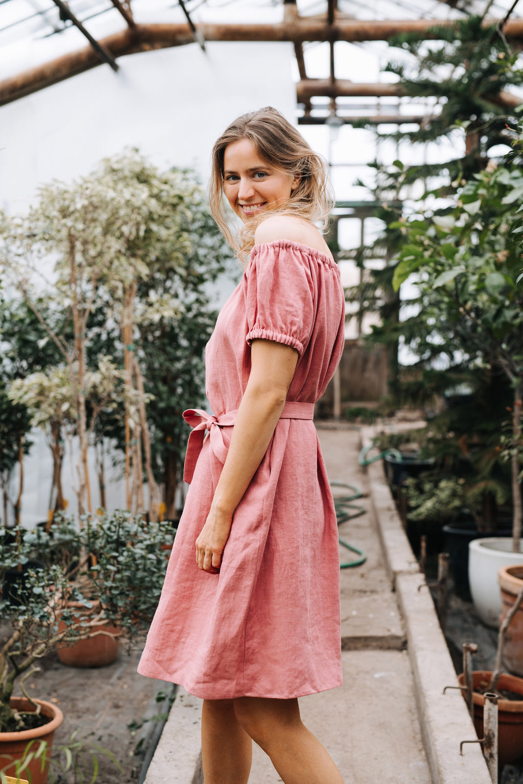 Ottilie Pink Linen Dress — view 6