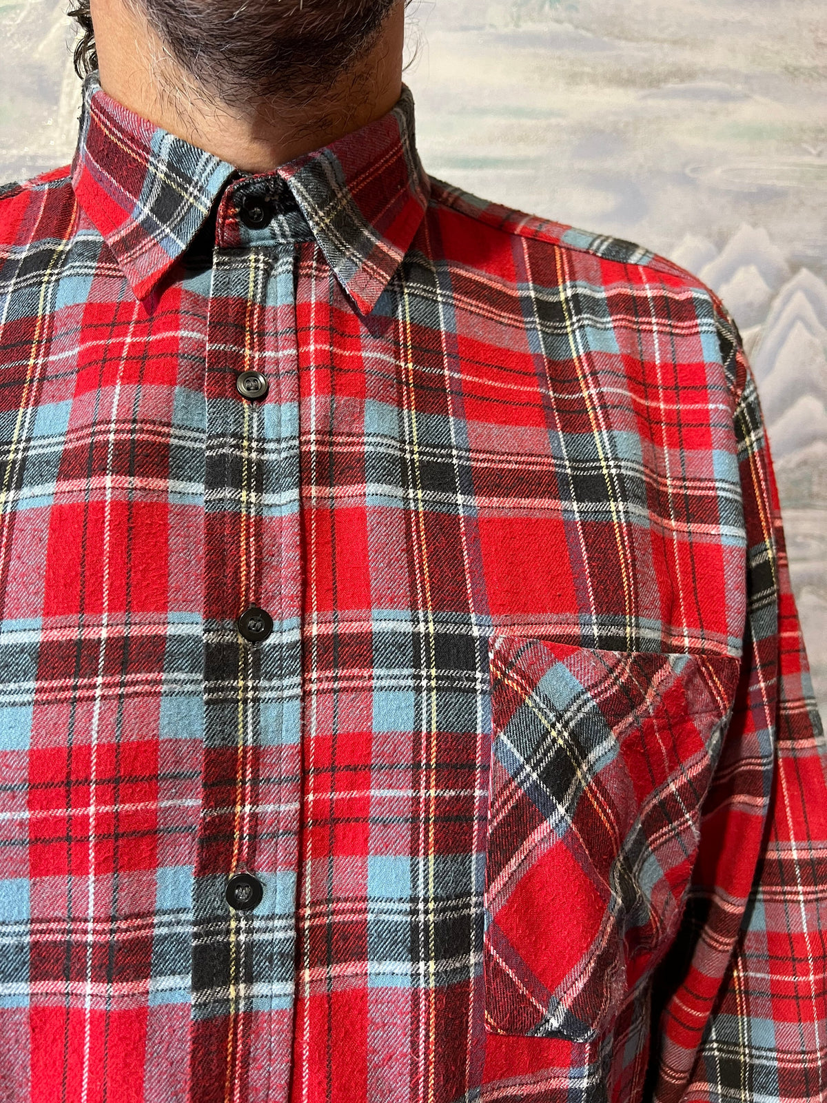 Pierce Plaid Cotton Button-Down Flannel Shirt — view 5