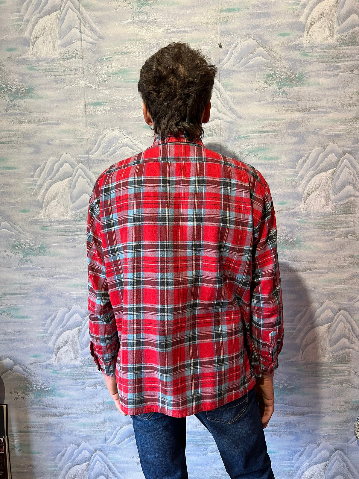 Pierce Plaid Cotton Button-Down Flannel Shirt — view 3