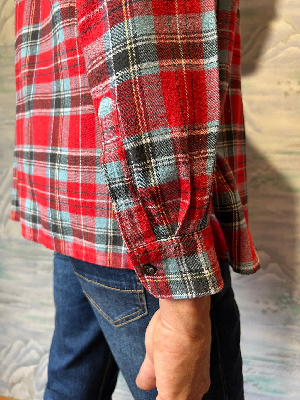 Pierce Plaid Cotton Button-Down Flannel Shirt — view 4