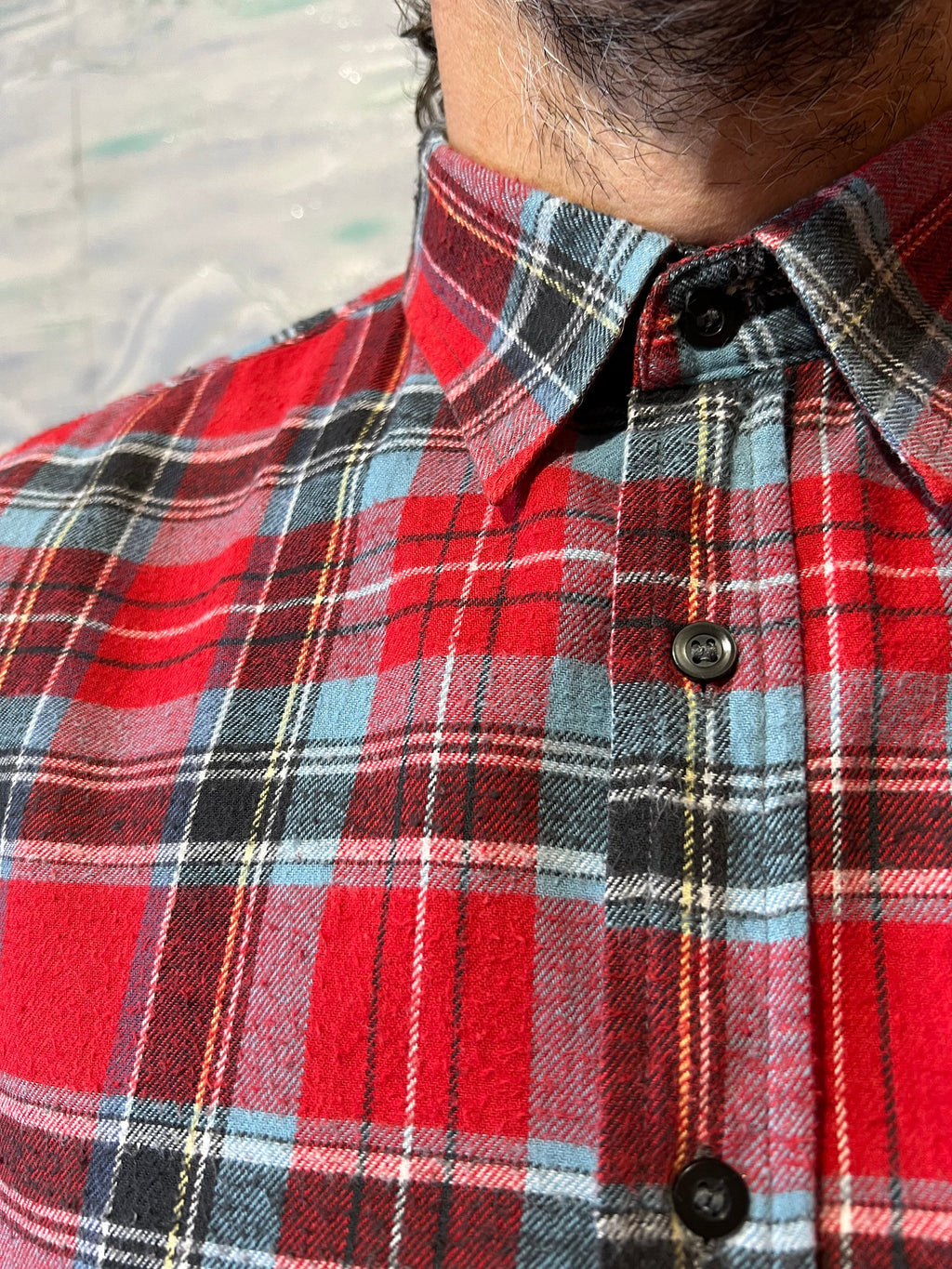 Pierce Plaid Cotton Button-Down Flannel Shirt — view 6
