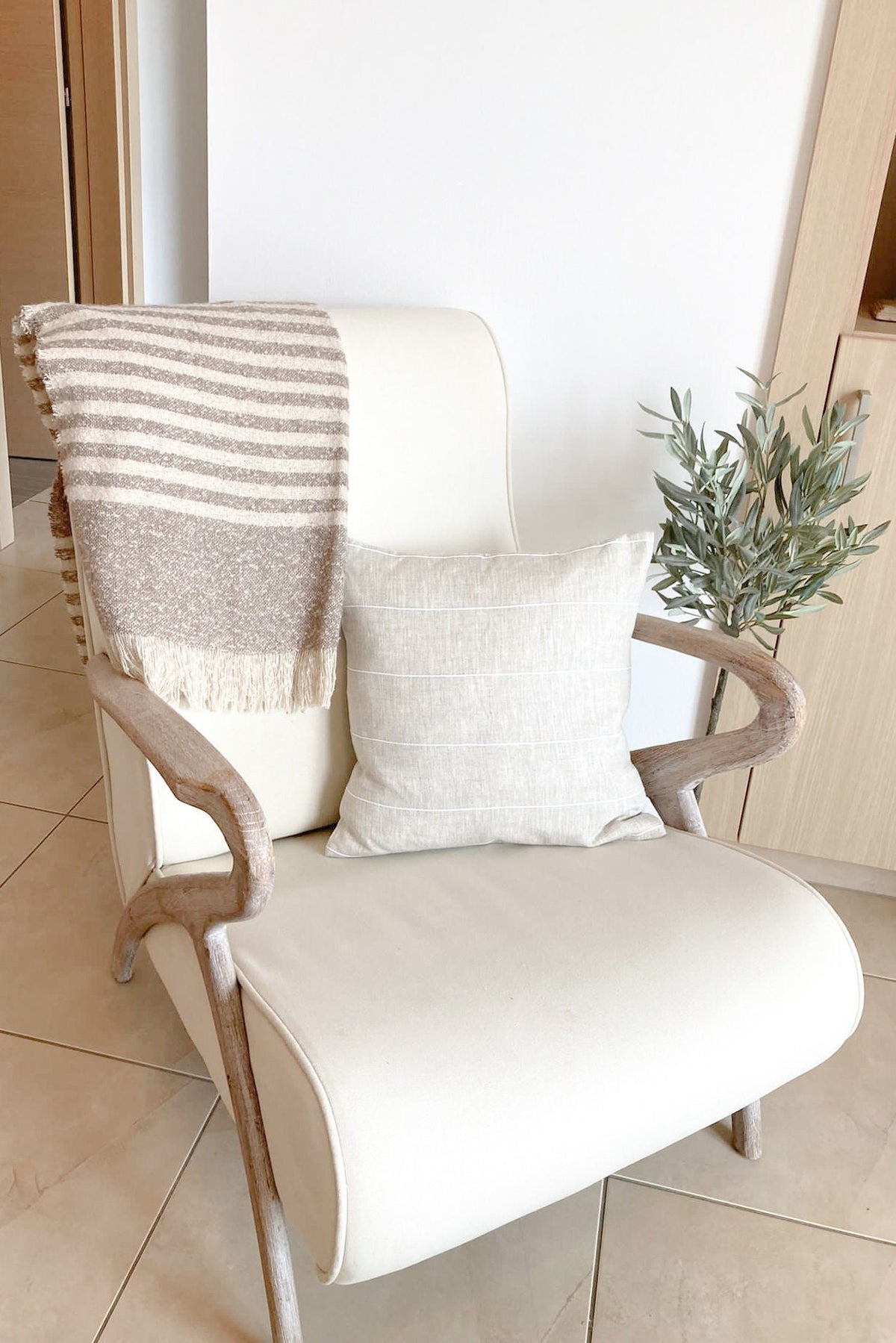 Fern Striped Linen Pillow Cover — view 3