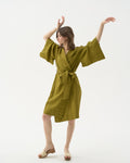Wilma Brown Linen Wrap Dress — Wakefield's