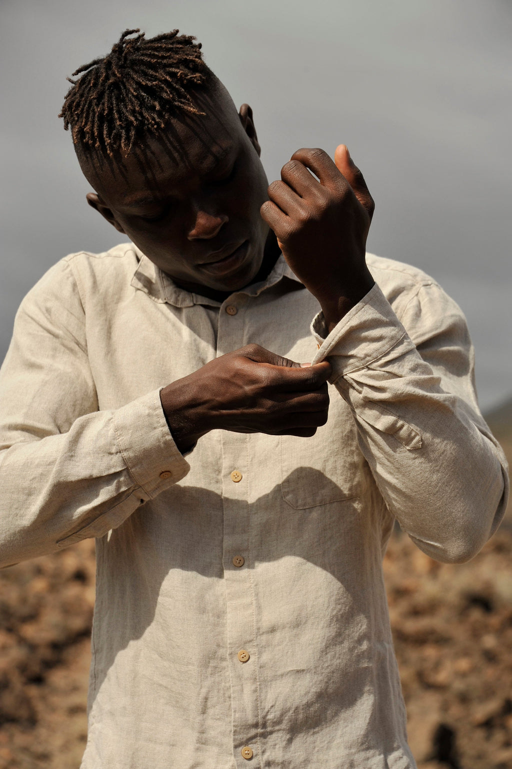 Tate Beige Linen Shirt — Wakefield's