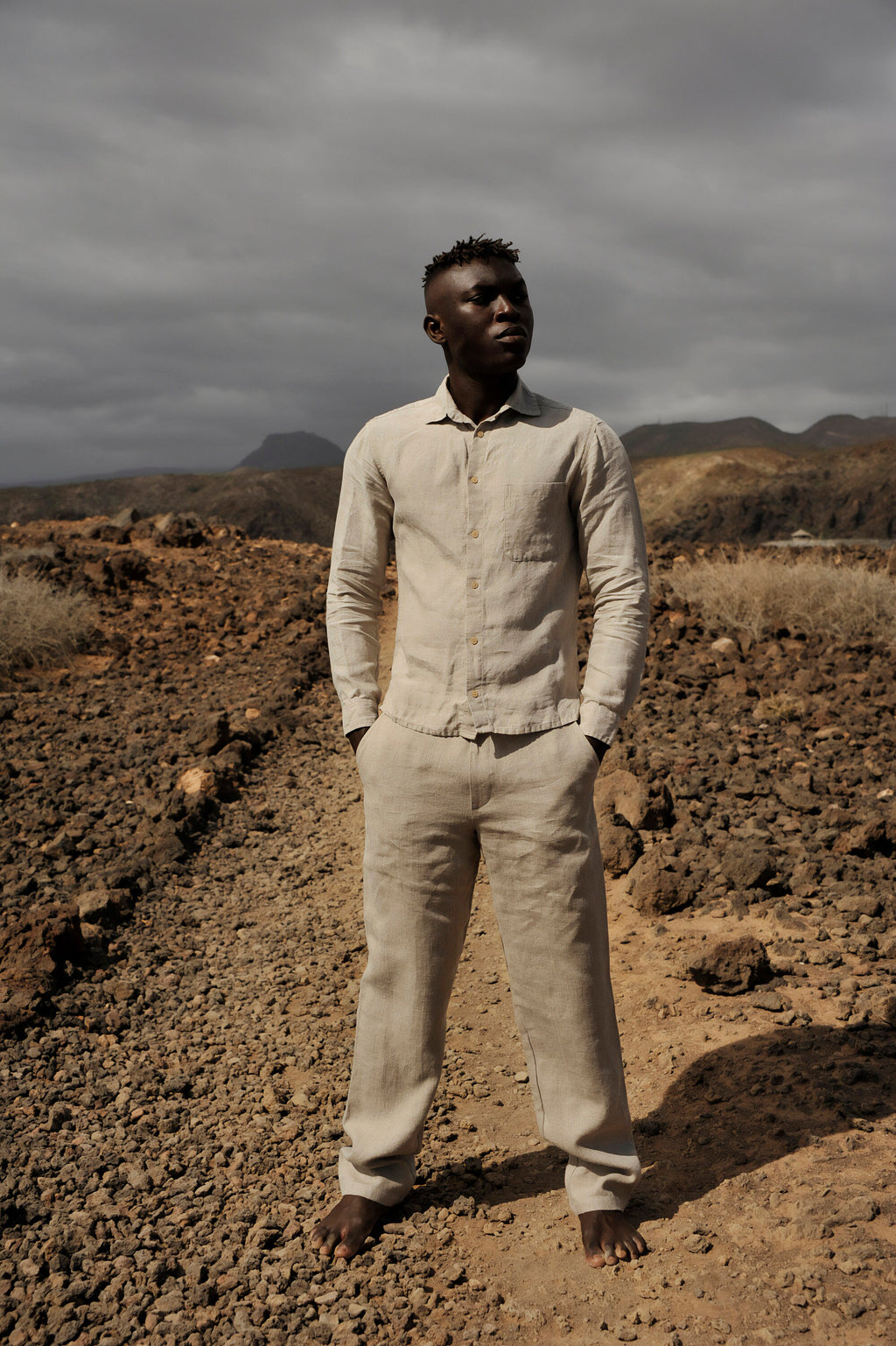 Tate Beige Linen Shirt — view 2