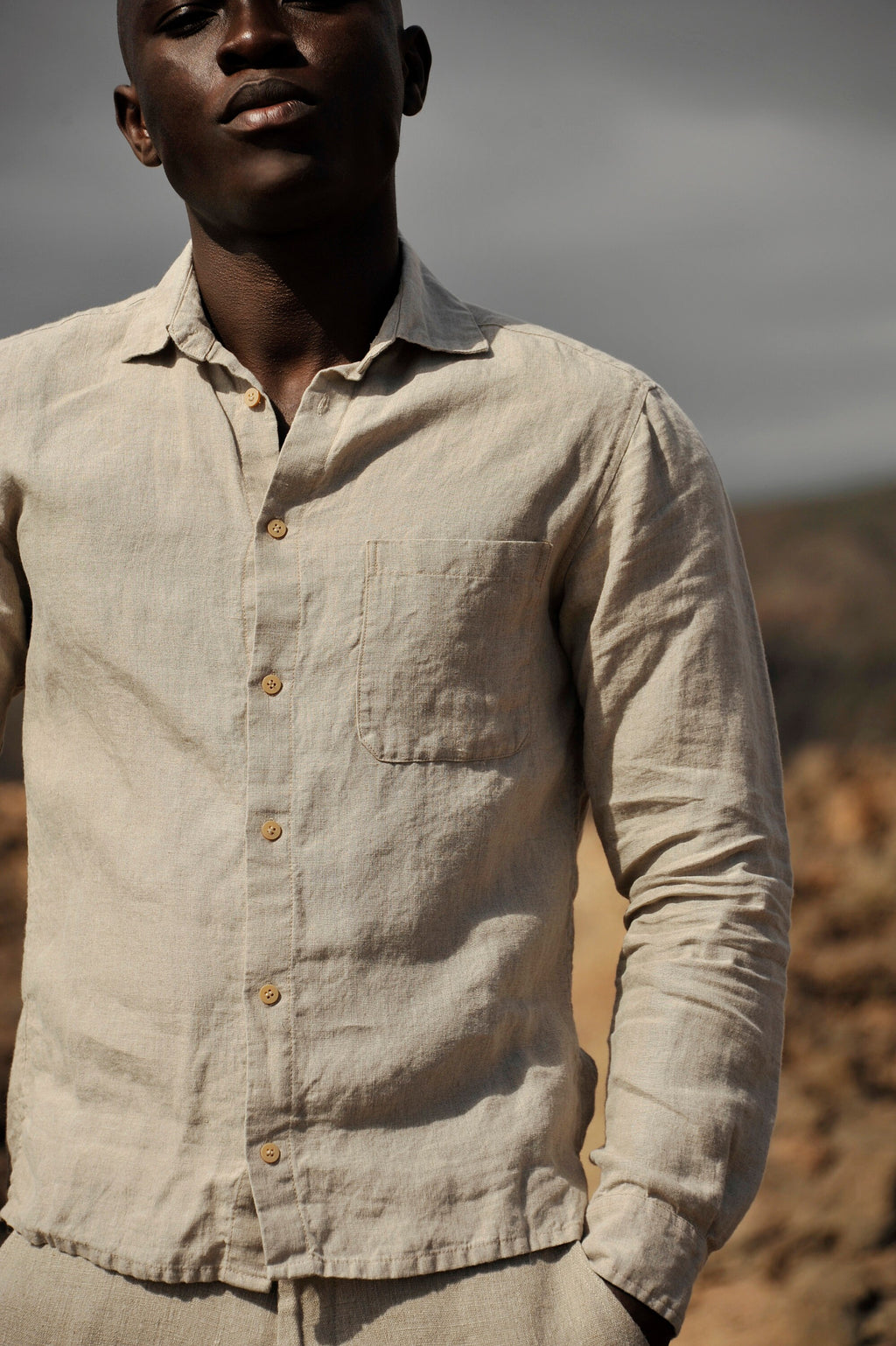 Tate Beige Linen Shirt — view 3