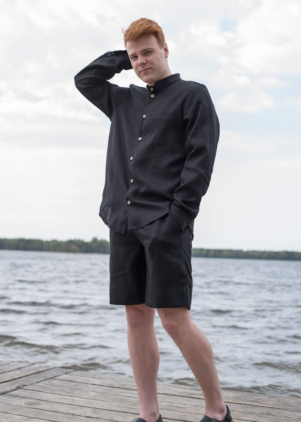 Hayes Black Linen Shirt — view 6