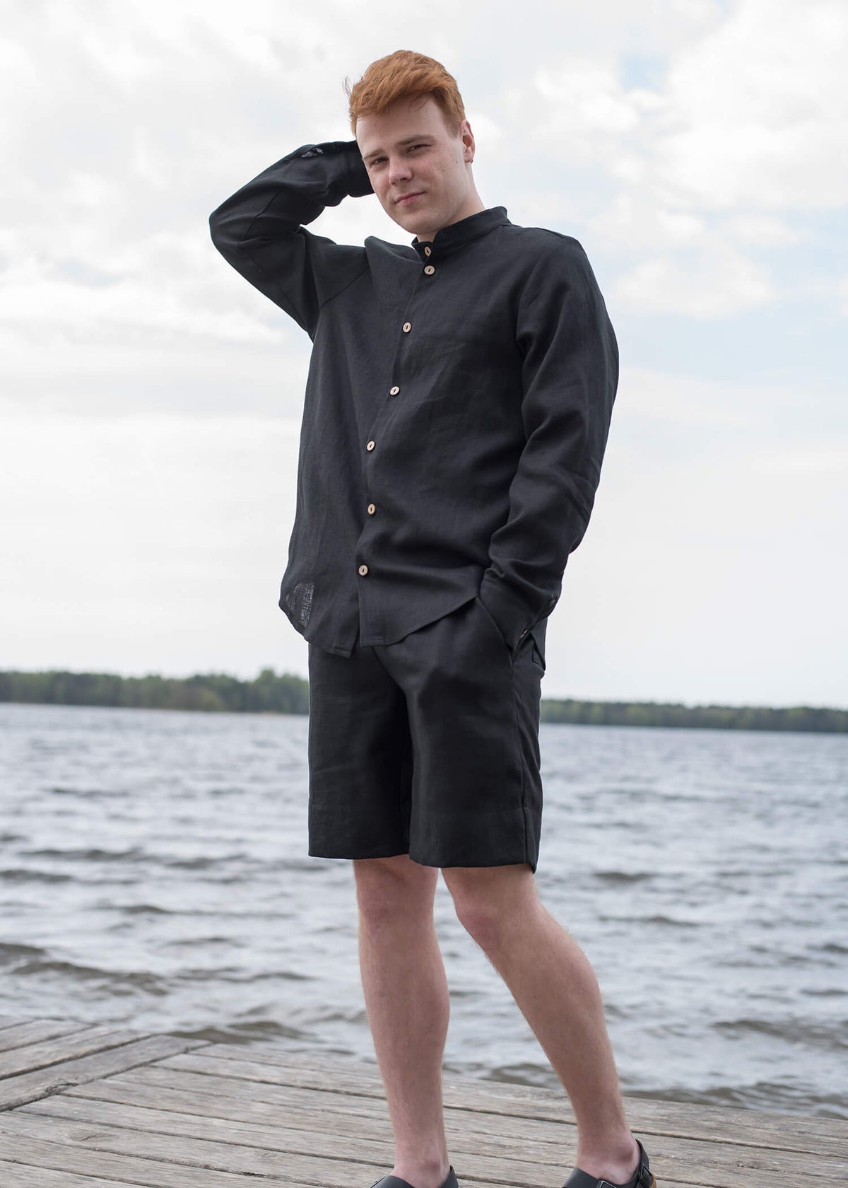Hayes Black Linen Shirt — view 6
