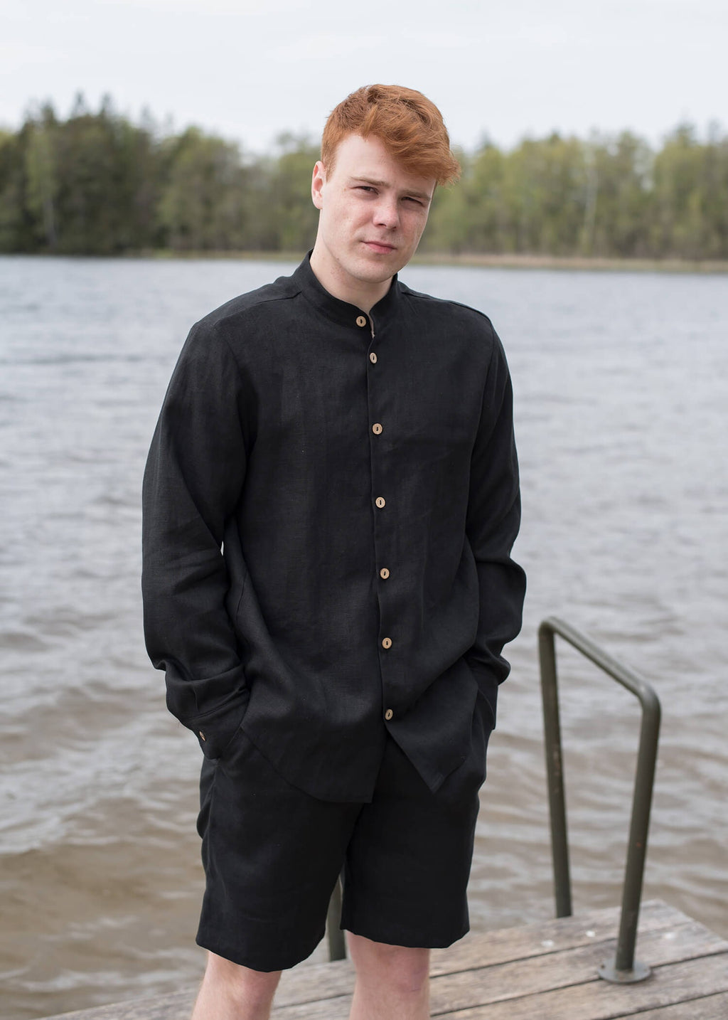 Hayes Black Linen Shirt — view 4