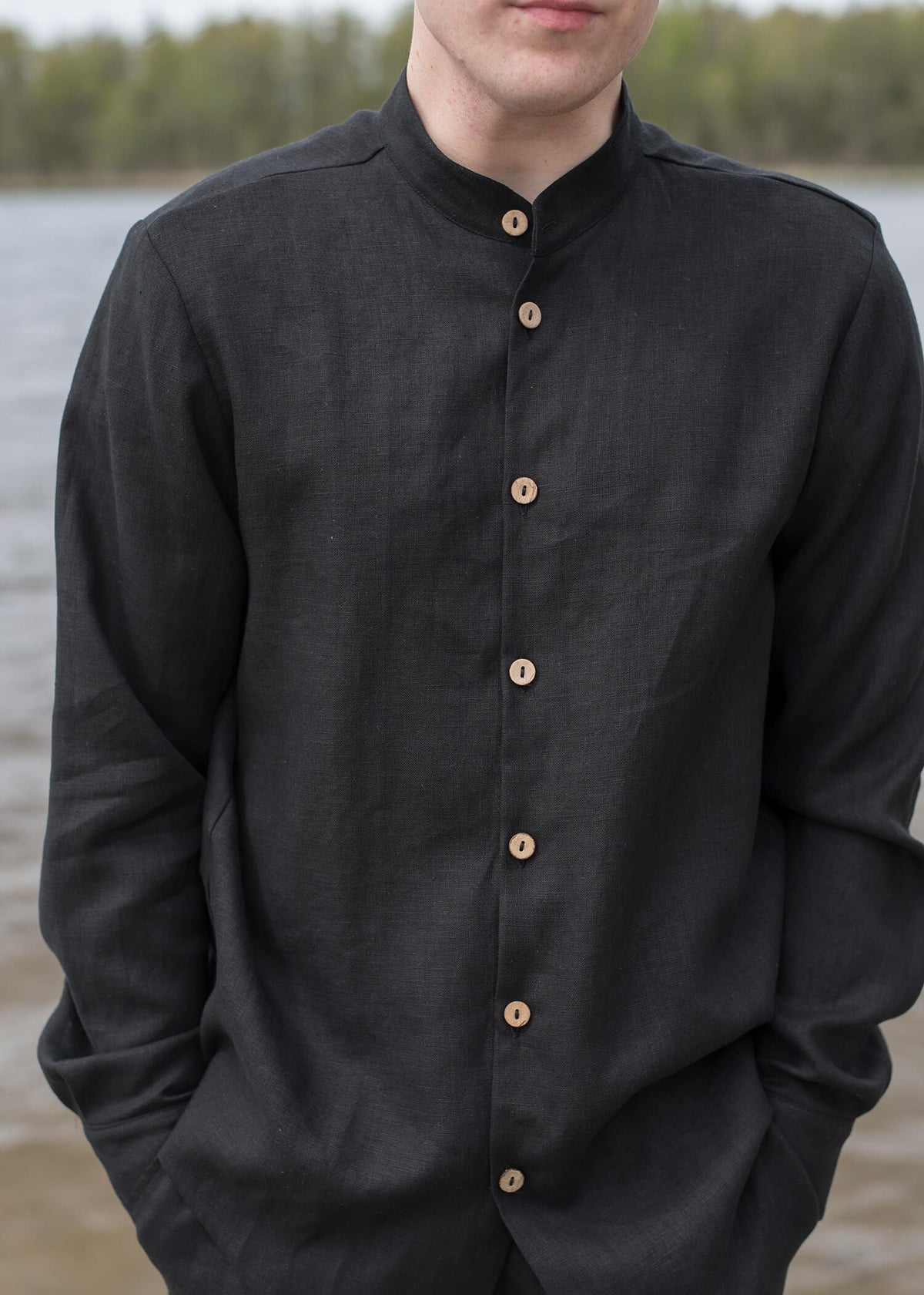 Hayes Black Linen Shirt — view 2