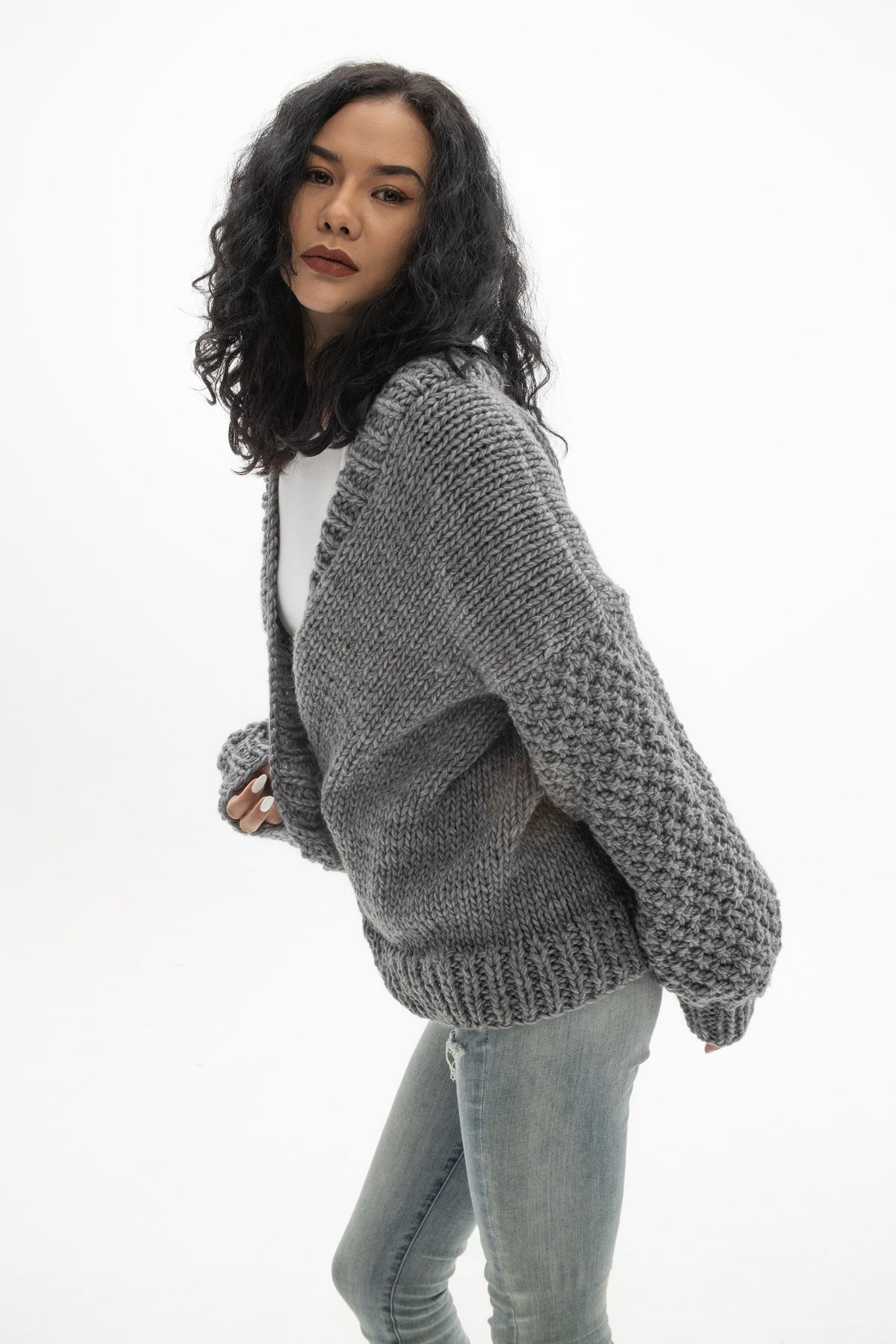 Wren Beige Wool Cardigan — view 3