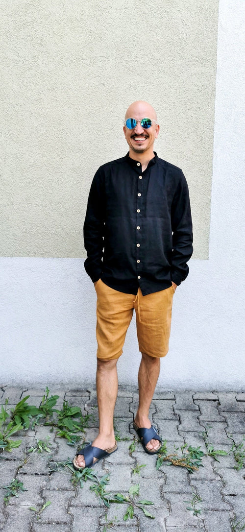 Beau Black Linen Shirt — Wakefield's