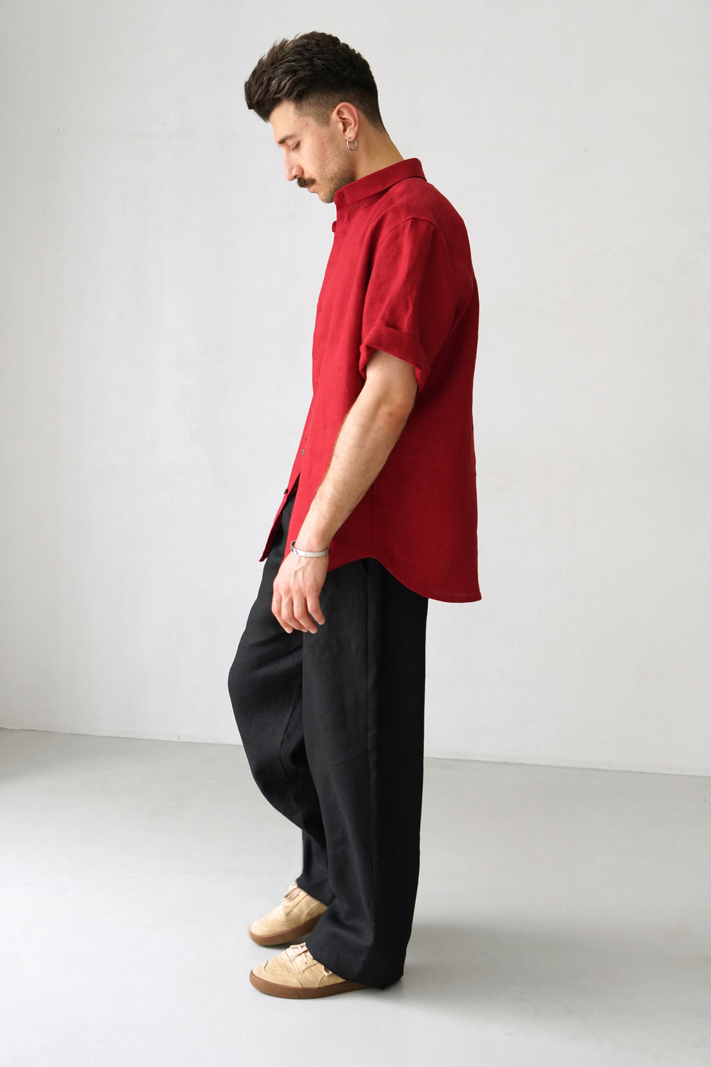 Wyatt Red Linen Shirt — view 4