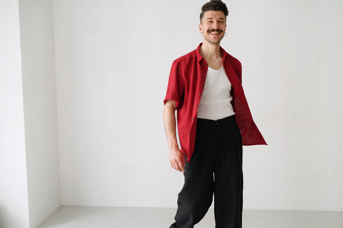 Wyatt Red Linen Shirt — Wakefield's