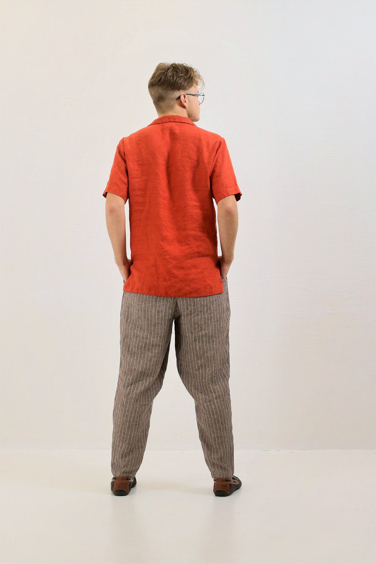 Emmett Orange Linen Shirt — view 4