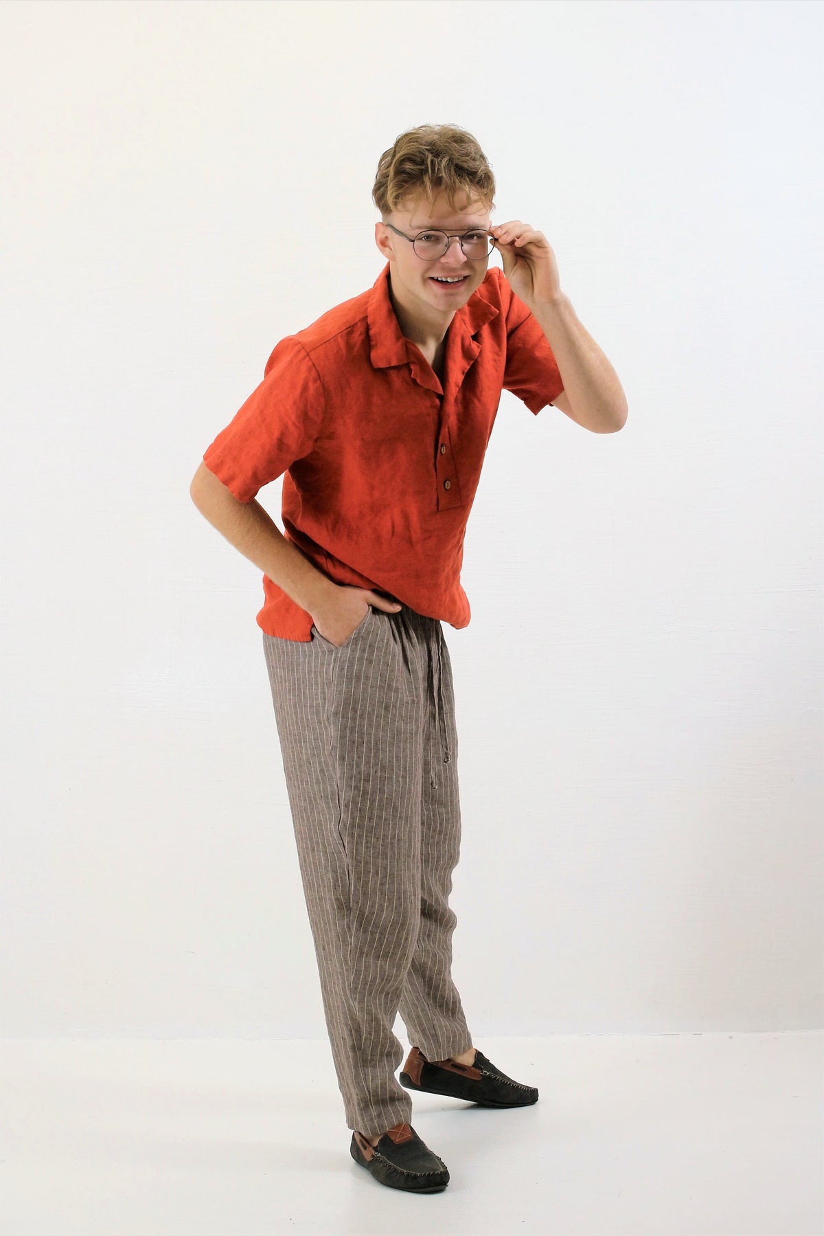 Emmett Orange Linen Shirt — view 5