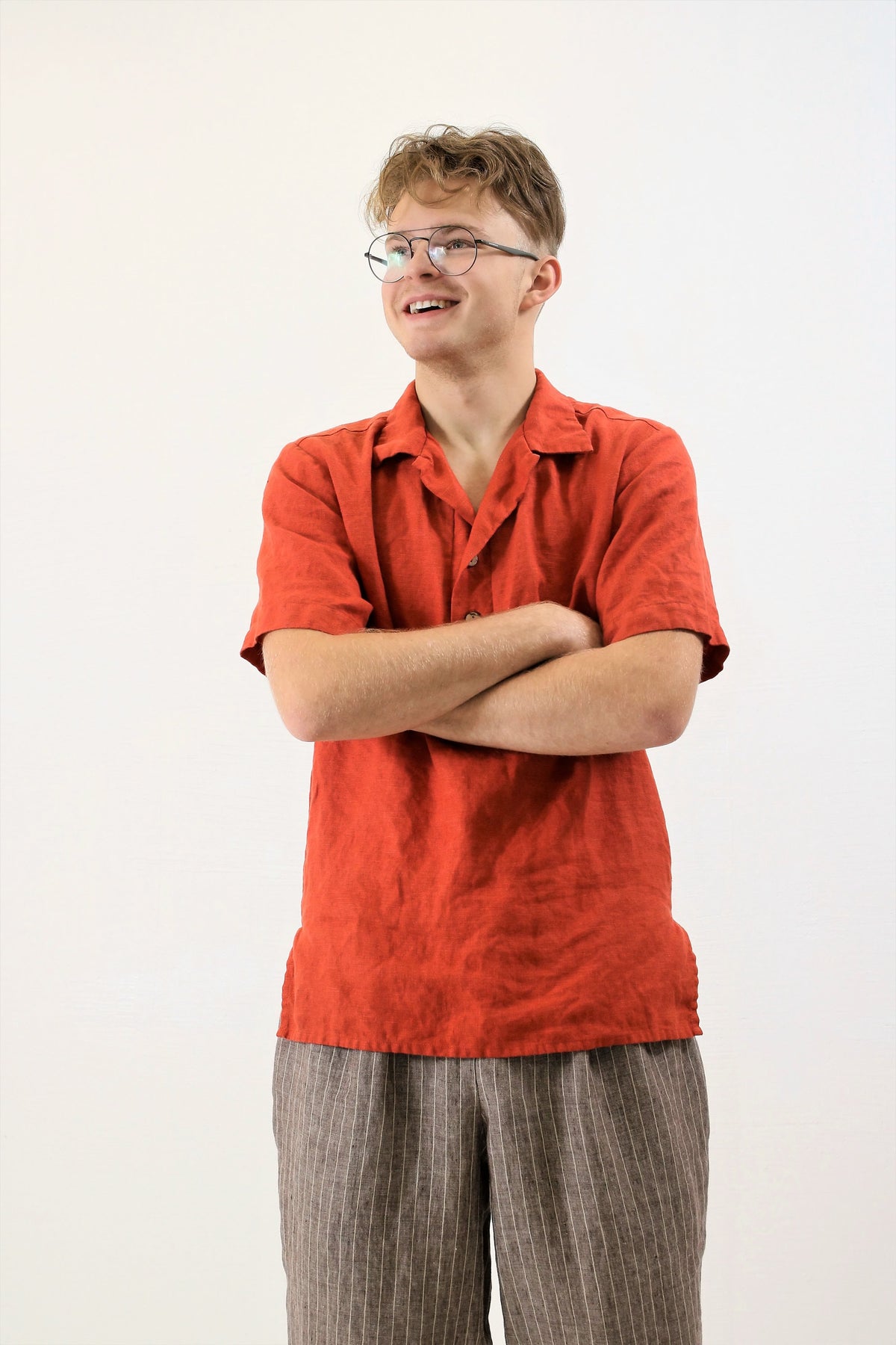 Emmett Orange Linen Shirt — view 3