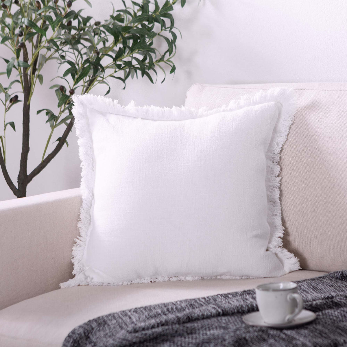 Dahlia Olive Linen Pillow Cover — view 5