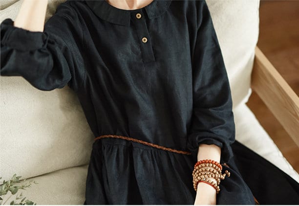 Dina Black Linen Shirt Midi Dress — Wakefield's