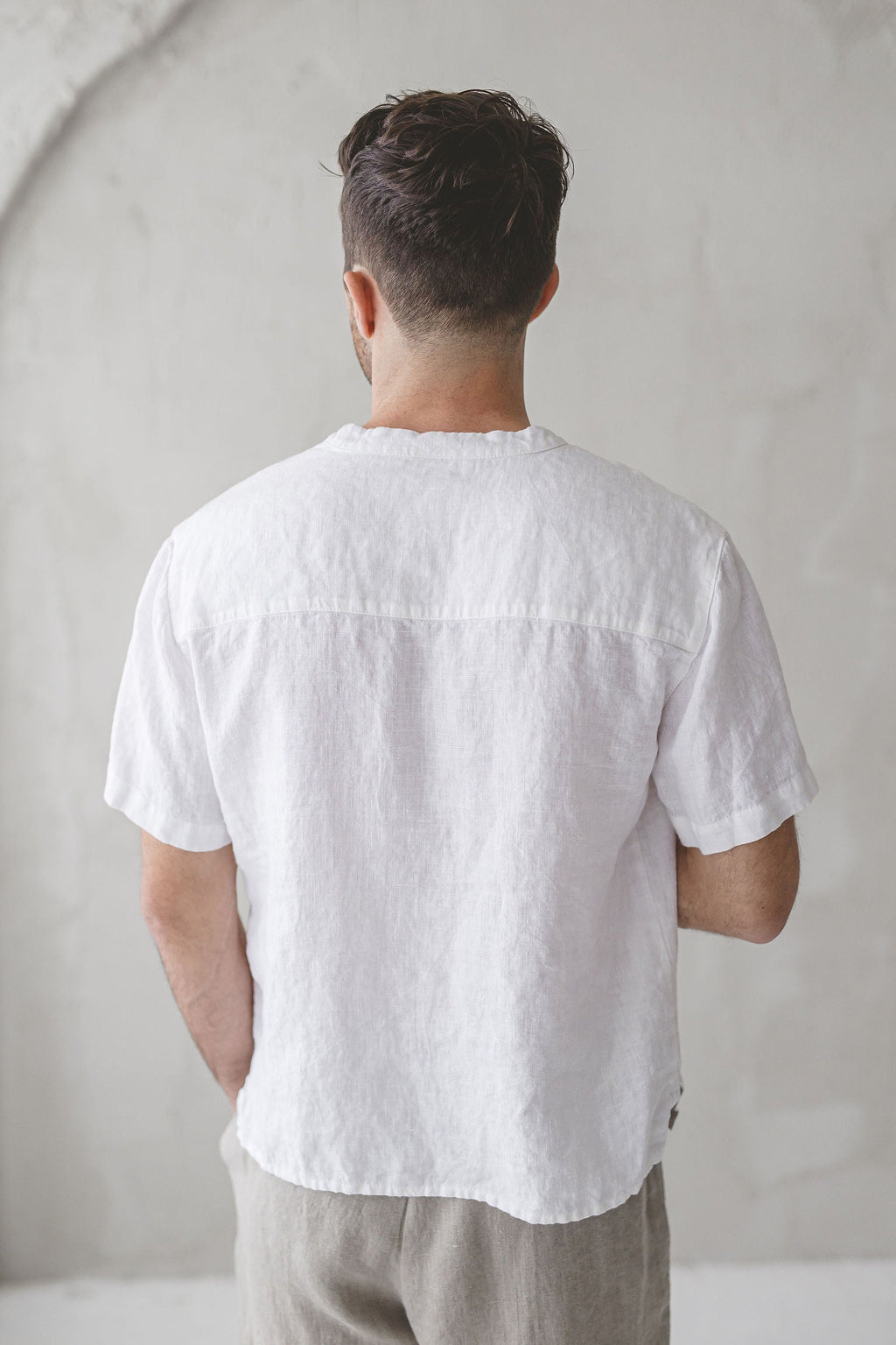 Wells Ivory Linen Button-Down Shirt — view 2