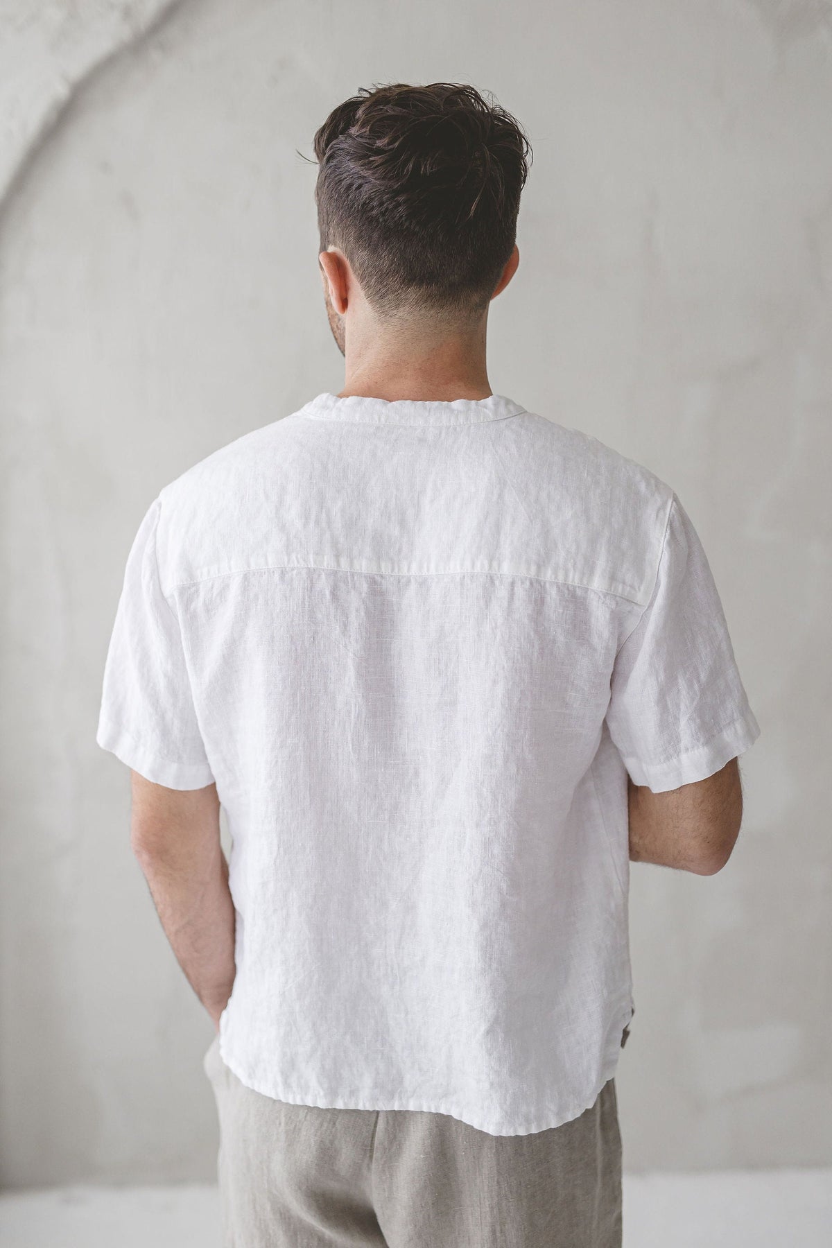Wells Ivory Linen Button-Down Shirt — view 2