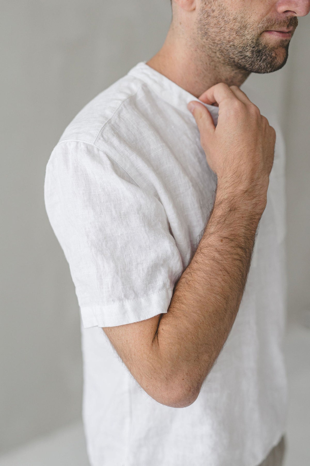 Wells Ivory Linen Button-Down Shirt — view 4