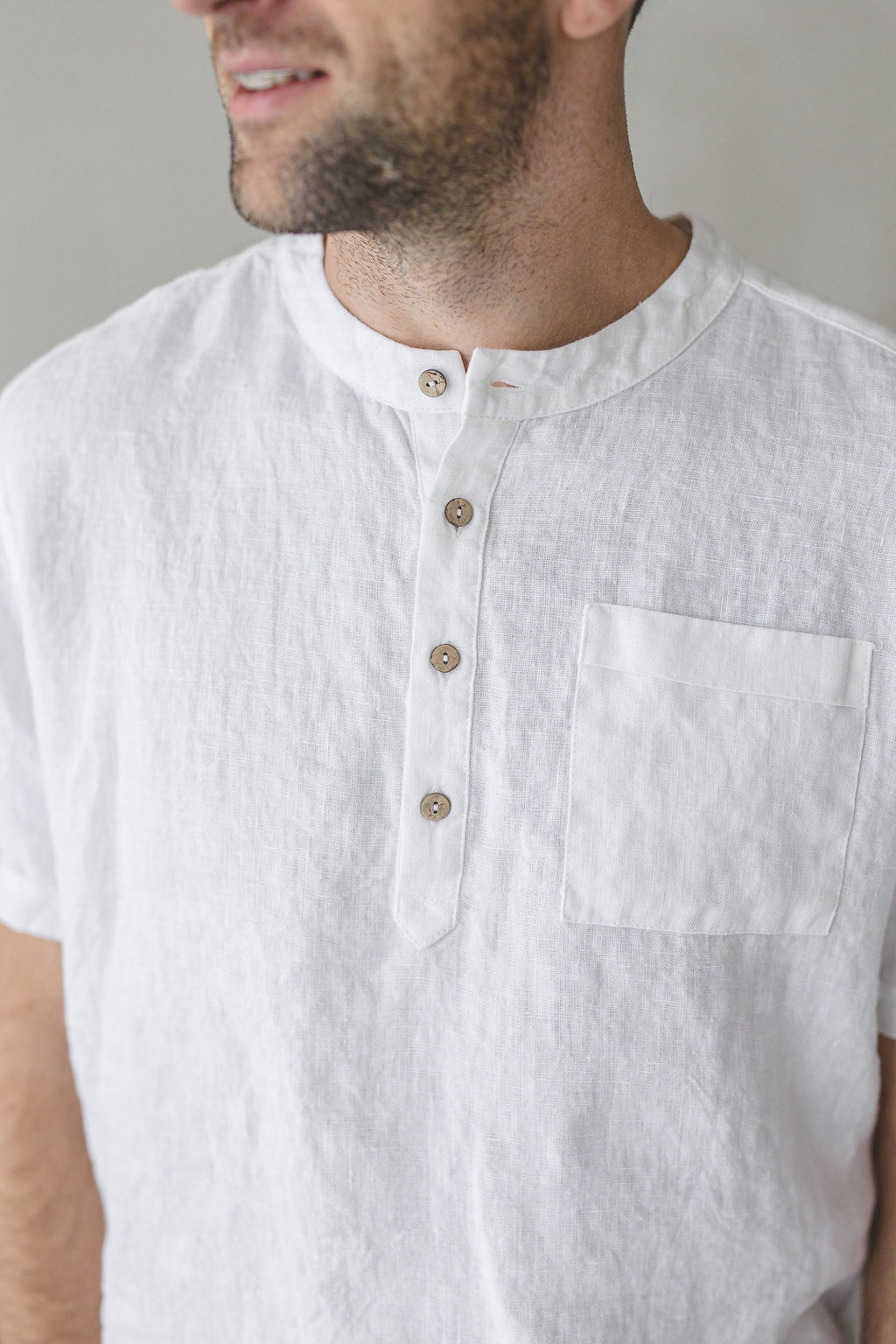 Wells Ivory Linen Button-Down Shirt — view 3